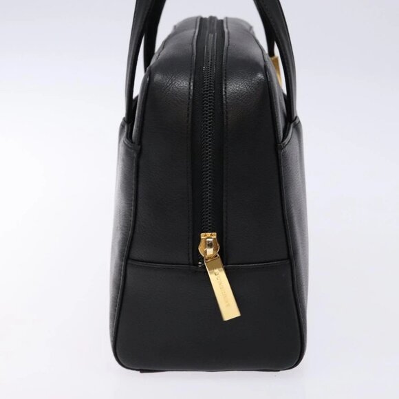 BURBERRY Hand Bag Leather Black Gold Auth - Picture 3 of 16